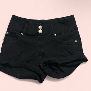 Black High-Waisted Denim Shorts